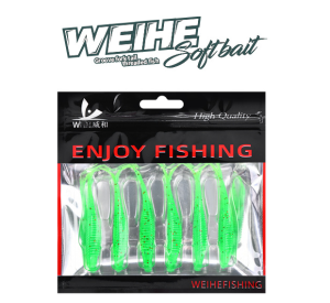 WEIHE 6pcs 7cm/1.7g 5Colors Artificial Fishing Bait Soft Fishing Lure TPE Forked Tail Soft Lures Wobbler Pesca Baits