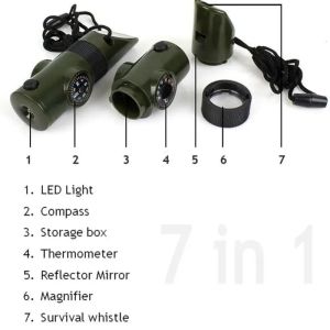 Multifunctional Camping Survival Whistle with Compass Outdoor Hiking Emergency Safety Tool