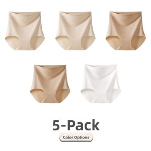 miiow | Ice Silk High Waist Thin Briefs Womens Underwear Invisible Traceless Cat Person Foundation Liquid Summer New Model Hip Lifting Triangle Pants