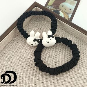 Cute Miffy Bunny Bow Hair Tie Black Cartoon Duckbill Clip Hair Rope Ins Style Girl Hairband for Besties