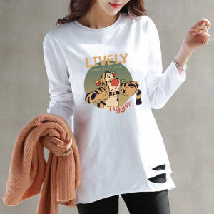 Pure Cotton Long Sleeves T-Shirt Womens White Bottoming Shirt Womens Inner Spring and Autumn New Arrival Loose Mid-Length Thin Tops