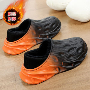 รองเท้าแตะผ้าฝ้ายผู้ชายรองเท้าผ้าฝ้ายหุ้มหัวกันหนาวบุขนกำมะหยี่หนาพิเศษกันน้ำกันลื่นใส่ในบ้านใส่เล่นกีฬาใส่ในบ้านใส่ช่วงฤดูหนาว