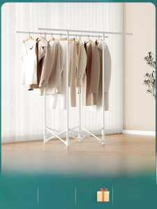 Foldable Floor Standing Clothes Hanger for Bedroom Indoor Simple Multifunctional Iron Coat Hook Rack Japanese Style Home Use