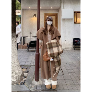 Áo Khoác Len Cardigan Cổ Bẻ Rộng Rãi Dài Tay Dày Dặn Màu Trắng Cho Nữ Mùa Thu Đông Áo Khoác Ngoài Thường Ngày Mềm Mại