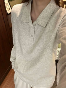 เสื้อโปโลแขนยาว Cleanfit สำหรับผู้ชาย ทรงหลวม ปกติ แขนยาว ปกติ คอกลม ทรงหลวม ฤดูใบไม้ร่วง 2025 ลำลอง สีขาว