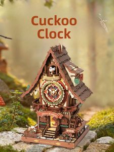 Wooden DIY Assembly Model Cuckoo Clock Stress Relief Educational Building Blocks Toy Handmade Girls Qixi Festival Gift