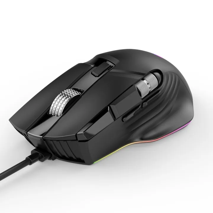 RGB Wired Gaming Mouse 7 Lighting Modes Dual Scroll Wheels Macro Programmable 1200-12400 DPI Ergonomic Design for PC Gamer