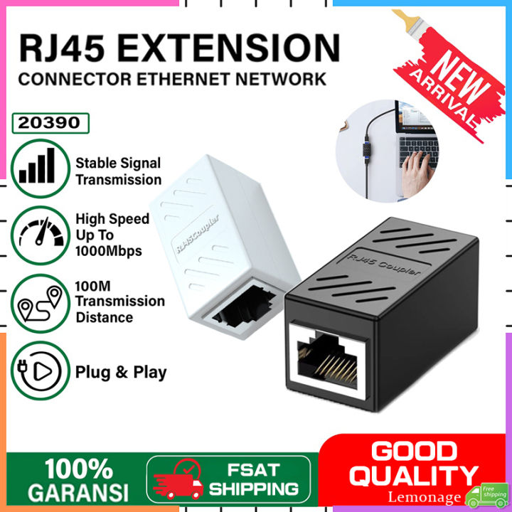 【ready Stock】lan Cable Connector Female To Female Ethernet Network Rj45 Extender Joiner Plug