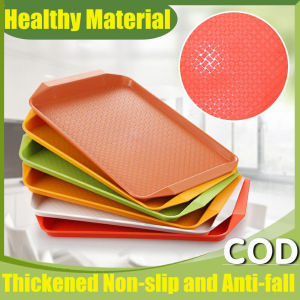 【COD】Food Serving Tray Rectangular Plastic Tray Non-Slip Serving Plate Burger Fries Fast Food Plastic Tray Serving Plate Rectangular Serving Tray Fruit Dessert Tray Serving Bread Plate Restaurant Serving Dish Plate Kitchen Tray Serving Tray With Handle