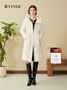 Hooded Long Thickened Warm Sable Fur Stripe Down Jacket