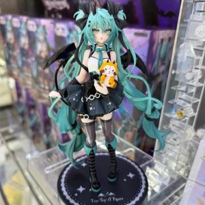 Bandai | Little Devil Hatsune Miku Dark Angel Raccoon Anime Figure PVC Desktop Model Ornament Desk Decor for Anime Enthusiasts