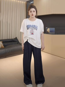 Áo Thun Cotton Cổ Tròn Tay Ngắn Dáng Rộng Mùa Hè Cho Nữ Cỡ Lớn in Họa Tiết Thời Trang Công Sở Phong Cách Hàn Quốc