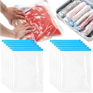Vacuum Compression Bags / Roll Up Travel Space Saver Pouch for Luggage / Vacuum Sealed Zipper Bags