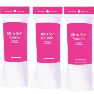 300 ชิ้น (3 แพ็ค) แผ่นสำลีกลมคุณภาพพรีเมียม เนื้อนุ่ม ซึมซับดี สำหรับเช็ดเครื่องสำอาง บำรุงผิวหน้า และทำความสะอาดผิวหน้า