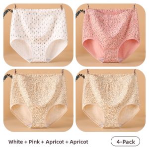 MiiOW | Large Size Pure Cotton Antibacterial High Waist Triangle Shorts Underwear For Women Comfortable Breathable Briefs Panties