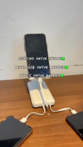 POWER BANK 4IN1 PHONE HOLDER 4 KABEL LIGHTNING /TYPE C /MICRO USB /FEMALE USB - POWERBANK HOLDER / POWERBANK SOLAR - Slim 88000mAh, 1 USB Micro, Samsung, Oppo, Xiaomi (Grosir & partai)