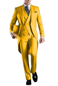 Solid Mens Tailcoat Suit Set Business Tuxedos for Men Wedding Suit Coat Pants Vest 3 Pcs Set Dress Blazers Jacket Trousers