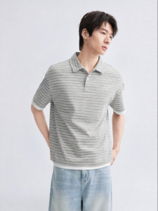 GXG | Áo Polo Giả Lớp Thêu Sọc nổi