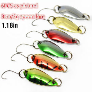 AKAKUMA | 6pcs Fishing Lure Single Hook Spoon Lure Bait Sequined Lure Micro Metal Fishing Bait for Freshwater Saltwater Trout Bass