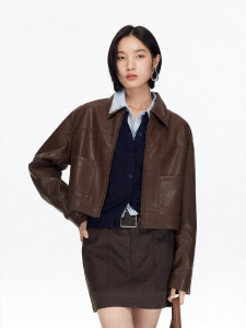 Vero Moda | PU Straight Collar Solid Color Jacket