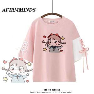 Áo Thun Tay Ngắn in Họa Tiết Hoạt Hình Mùa Hè Cho Bé Gái Áo Thun Cotton Thoáng Khí Thoải Mái Dễ Thương Phong Cách Học Sinh