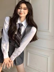 Sweet And Spicy College Style JK Uniform Set Womens Fashion Spring Autumn School Sensation Three-piece Suit Skirt Ensemble
