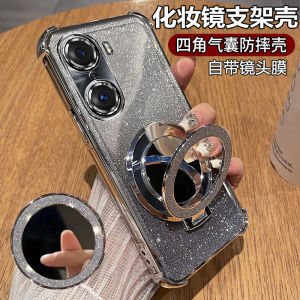 Honor60 pro Transparent Silicone Case Full Cover Anti-Fall Soft Shell for Huawei Honor Curved Screen with Stand Men Women Fashionable New Model High-End Feel