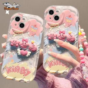 3D Cute Kirby Bear Wave Border Phone Casing Soft Back Cover Candy Chain For Infinix Note 30 4G Infinix Note 30 Pro infinix Note 12 2023 Note 12 G96 Note 12 Pro Smart 5 Smart 6 HD Smart 6 Plus Smart 6 Smart 7