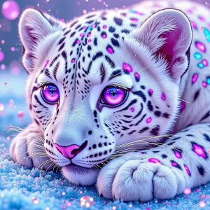 HUACAN Diamond Painting 5d Leopard Pink Animal Home Decor Rhinestones Snow Winter Diamond Mosaic Full Square Round Drill