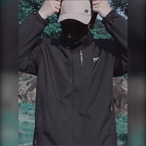 Jeep Spirit Tactical Jacket Hoodie for Men Windbreaker Waterproof Black Lightweight