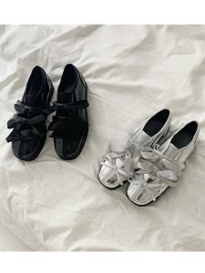 Versatile Womens Shoes with Bow Design Thick Bottom Mary Janes Casual Platform Ballet Style Footwear for Teenage Girls And Adults