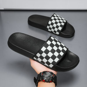 Mens Real Leather Sandals Comfortable Mens Sandals Beach Checkered Slippers Mens Summer Shoes 2025 Mens Slippers Plus Size