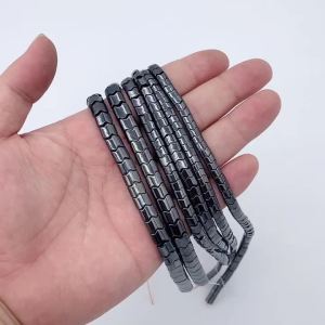 5/6/8MM Natural Black Hematite Wave Gear Shape Stone Spacers Loose Beads For Jewelry Making Bracelets DIY Findings Accessories