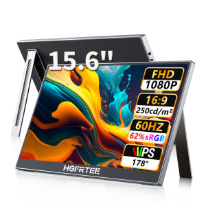HGFRTEE 15.6 นิ้วจอภาพแบบพกพา FHD 1080P พร้อม HDMI USB-C วินาทีจอภาพขยายสําหรับ PC แล็ปท็อป Mac Switch Xbox PS4/5