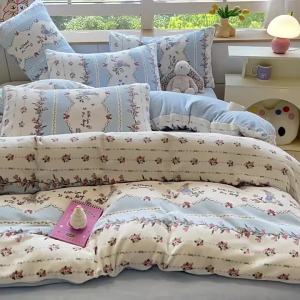 《311》 Bộ bốn món nhung sữa ga trải giường dày bằng lông cừu san hô vỏ chăn bộ đồ giường Nantong bộ ba món vỏ chăn lông cừu mùa đông