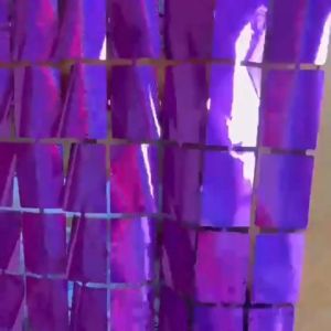 Tirai Ulang tahun kotak metalik/Tirai Foil Kotak Metalik Backdrop Ulang Tahun Warna Warni