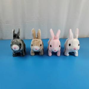 Can Walk and Nod Simulation Electric Toy Electronic Pet Animal Doll Plush Electric Toys Adorable Solid Color Electric Rabbit Toy for Kid Gifts