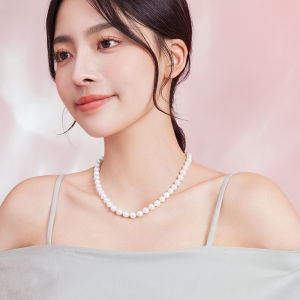 ZHOU LIU FU 周六福 S925 Silver Freshwater Pearl Necklace 8.5-9.5mm Pearl Necklace for Women 45CM X0511906