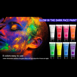 Glow in the Dark Face Body Paint Set 8 Colors 10ml UV Blacklight Fluorescent Cosplay Special Effects Makeup Halloween