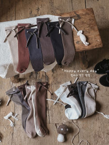 Girl Socks Spring and Autumn Pure Cotton Girls Bows Stockings Autumn K-style Western Style Ballet Style Childrens Tube Socks