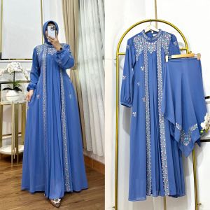 ZENIA DREAS SET HIJAB || Gamis Ceruti Babydoll Premium Lapis Puring dengan Kombinasi Bordir Yang sangat Mewah || Amis Terbaru 2025 || Gamis Wanita Dewasa 2025 || Seragaman Gamis Wanita Terbaru 2025 || Cod || Gamis Lebaran 2025