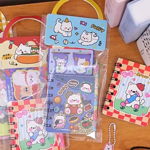 Colorlady - Set Quà Tặng Văn Phòng Phẩm 3 Món Mini Họa Tiết Cún Con Puppy Dễ Thương Bộ Sổ Tay Và Bút Bấm Học Sinh cute
