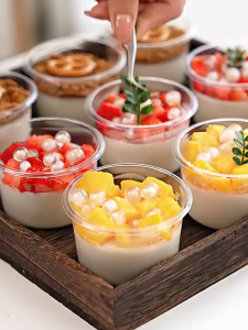 (50Pcs) Dessert Cup With Lid Transparent Plastic Cups For Dessert Ice Mousse Cream Pudding Cake Box