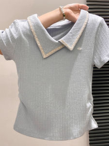 chaqi | Irregular Lapel Short Sleeve Slimming T-Shirt