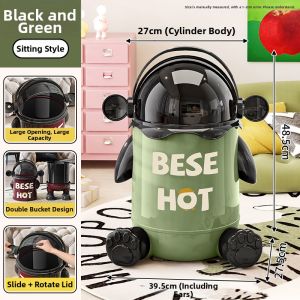 Cute Pedestal Flip-Top Large Sealed Double Container Trash Can