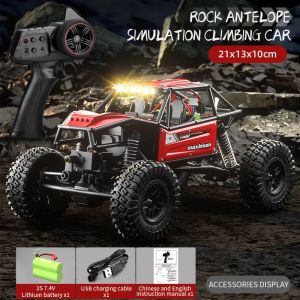 CONUSEA | Tube Frame RC Climbing Car with LED Light High Speed Vehicle Toys Model 1/18 4WD Remote Control Off Road Cars Childrens Gifts