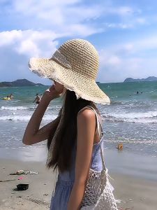 Mũ cói đi biển Habi Fashion vành rộng thời trang cao cấp nón đi biển tiểu thư có dây buộc