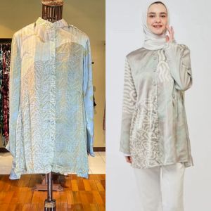 Salma Tunik by Dian Pelangi LIMITED EDITION Blouse Baju Atasan Kemeja Blus Kerja Kantor Casual Formal Pesta Pernikahan Kondangan Lebaran Wanita Hijaber Cantik Anggun Modis Modern Simple Elegan Mewah Model Korea Terbaru Motif Batik Hand Made Kekinian