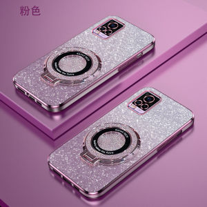 VivoS7 Gradient Sparkle Powder Phone Case Luxury Fashion High End Creative Magnetic Stand Ultra Thin Soft Shell Simple Electroplating Anti Fall Protection