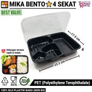 ECER Mika Bento Sekat 4 + Tutup Bintang / Tray Kotak Box Kotak Makanan PET